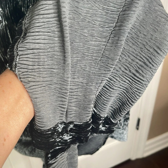 SOFT SURROUNDINGS Women's Maxime Soft Velvet Crinkle Shirt Dress Size PM/Blue - Picture 9 of 12